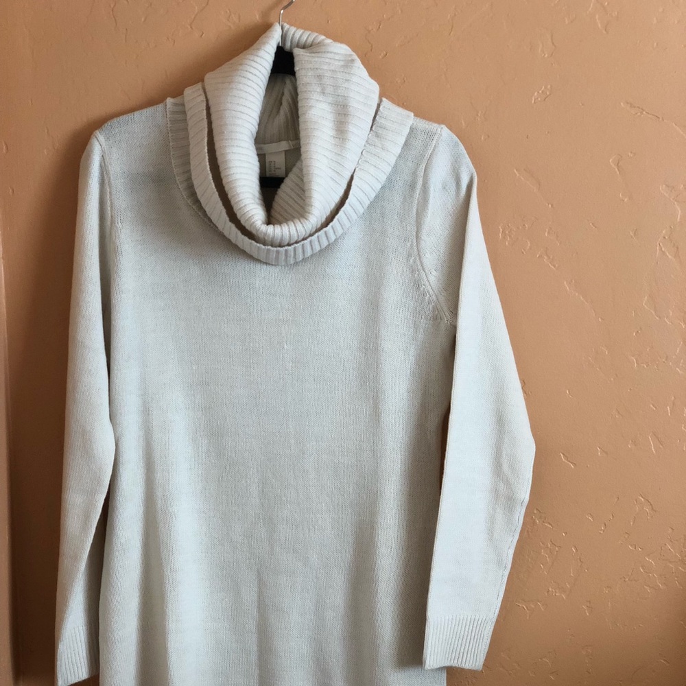 Knit Creme Turtle Neck Dress